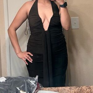 Brown Halter Neck Dress